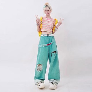 ESEA quần tây nam hợp thời trang mỹ cổ điển phong cách dopamine quần jean ống rộng cả nam và nữ đều có thể mặc