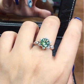 ⭐ Original full diamond blue green zircon moissanite diamond silver ring nữ trang sức hot-bán sang trọng