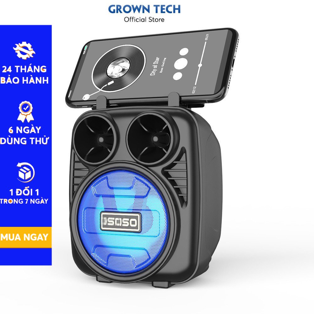 Loa bluetooth mini GrownTech KMS-1182 nhỏ gọn, bản cao cấp, kèm giá đỡ điện thoại, âm thanh cực hay, giá rẻ