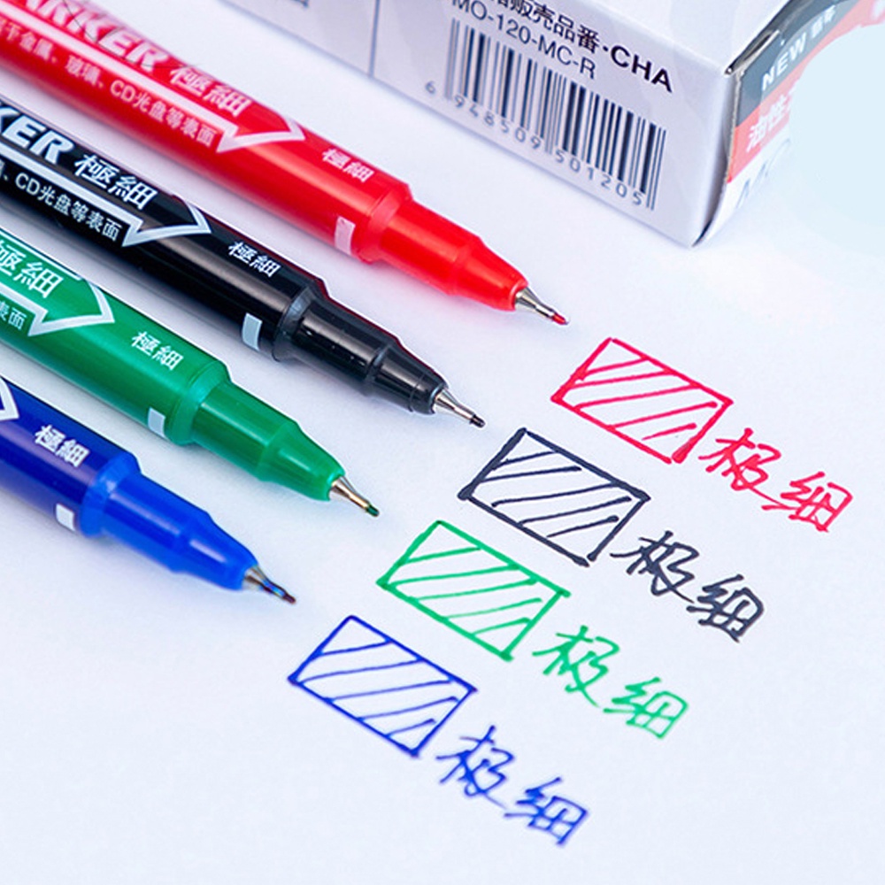 Bút Đánh Dấu Hai Đầu Màu Đỏ Đen Chống Nước Mau Khô
