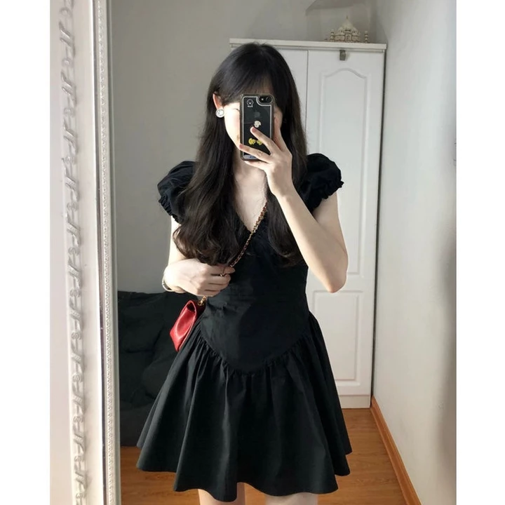 Cheesebunny váy babydoll đầm babydoll Đầm Xoè Cổ V Nhẹ Nhàng Siêu Dễ Thương