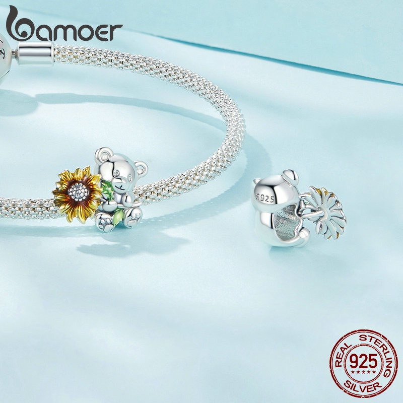 Bamoer Mặt Dây Chuyền Bạc 925 Hình Gấu / Chó / Chuồn Chuồn DIY SCC2561