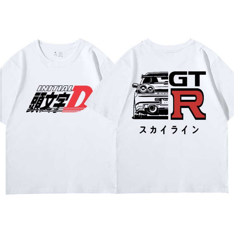 Áo Thun Tay Ngắn Cổ Tròn In Hình Truyện Tranh Nhật Bản Drift AE86 R34 Skyline GTR JDM Cá Tính Cho Nam