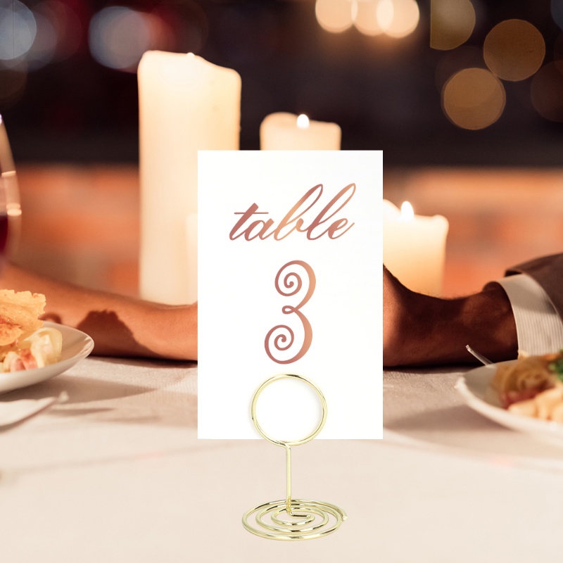 Kẹp Kim Loại Giữ Thẻ Menu / Ảnh Để Bàn Mini Hình Trái Tim Màu Vàng Dùng Trang Trí Tiệc Cưới / Sinh Nhật