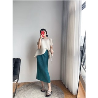 Miyake Xếp Ly Áo Vest Không Tay Top Rời Rộng Quần Phù Hợp Với Nữ Mùa Hè Cao Cấp Thời Trang Thường Ngày Hai Mảnh Phù Hợp Với