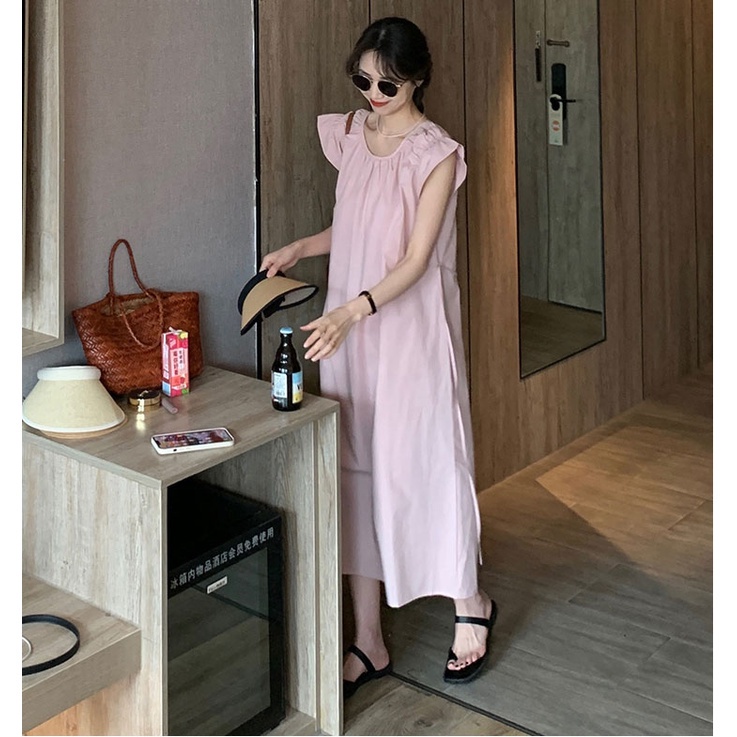 Đầm Bầu Không Tay Dáng Rộng Màu Sắc Đơn Giản Dễ Phối Đồ