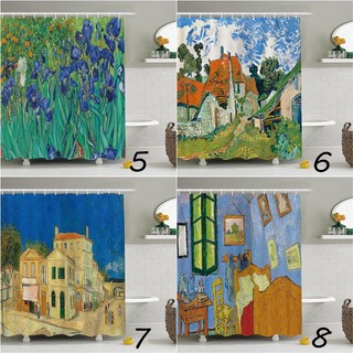 Van Gogh Tranh Sơn Dầu Polyester Chống Thấm Nước Màn Tắm Phòng Tắm Trang Trí Màn Tắm Vải Trang Trí Phòng Tắm Bộ Có Móc