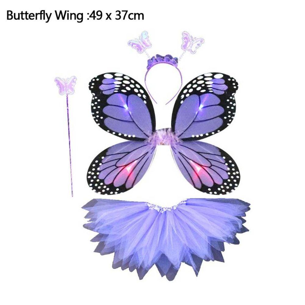 HOBBYIN Đạo cụ trang phục trẻ em, Bộ cánh bướm mô phỏng công chúa, Váy Tutu dễ thương Quà tặng Halloween Băng đô Váy bướm phù hợp với bé gái