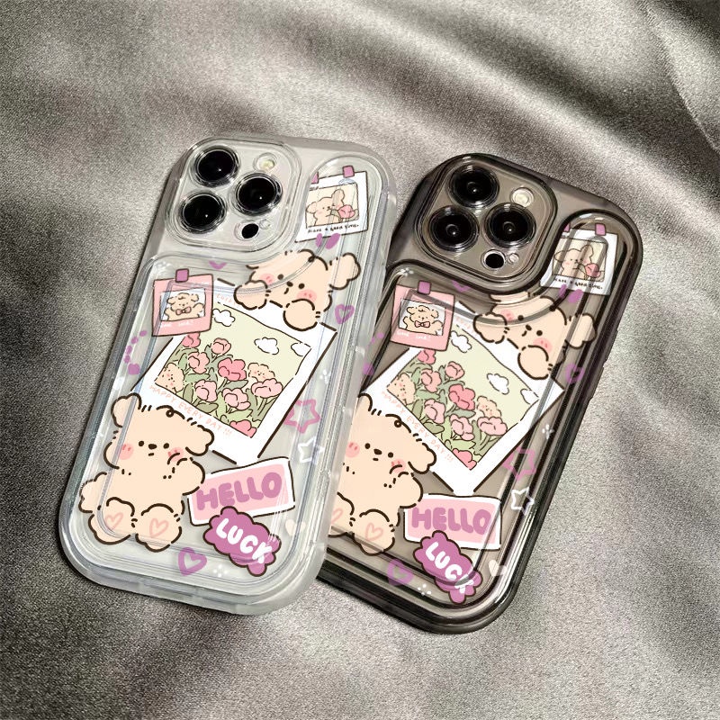 Iphone cute bear photo frame label air cushion border case điện thoại ...