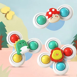3 cái / bộ baby animal spinner đồ chơi hand fidget spinner với cốc hút đồ chơi giác quan giảm căng thẳng trò chơi trẻ em xoay lục lạc