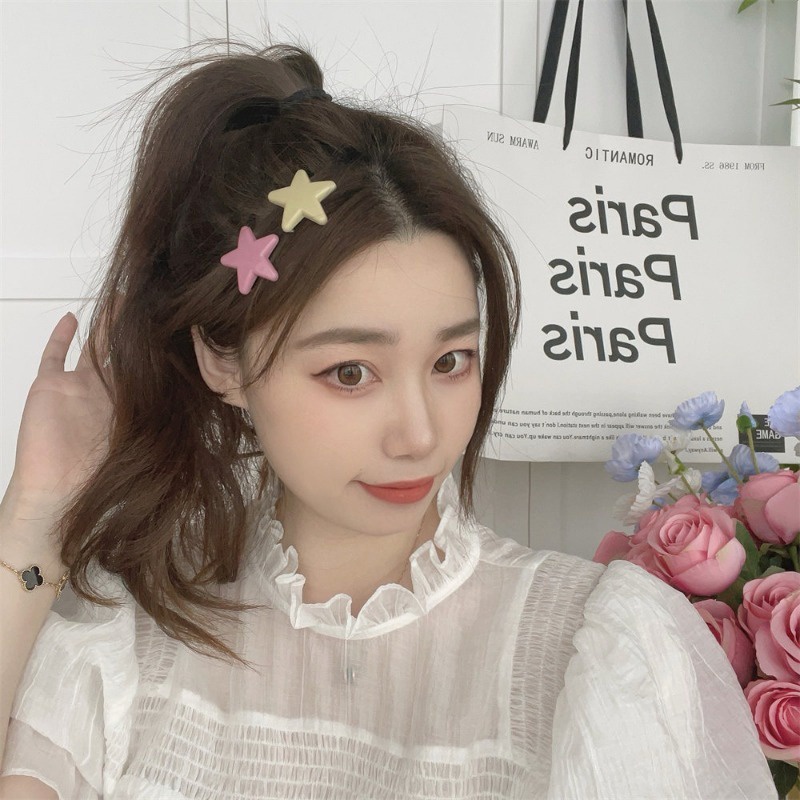 [đặc Trưng] phụ kiện tóc dopamine / kẹp bên hông ngôi sao năm cánh / kẹp tóc mỏ vịt ngọt ngào / kẹp tóc trái tim tình yêu đầy màu sắc / kẹp tóc bên rỗng hàn quốc