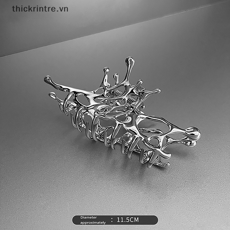 THI Hình Học Móng Vuốt Kẹp Nữ Kim Loại Lớn Màu Bạc Phong Cách Hàn Quốc Thời Trang Kẹp Tóc Lấy Kẹp Bé Gái Phụ Kiện Tóc VN