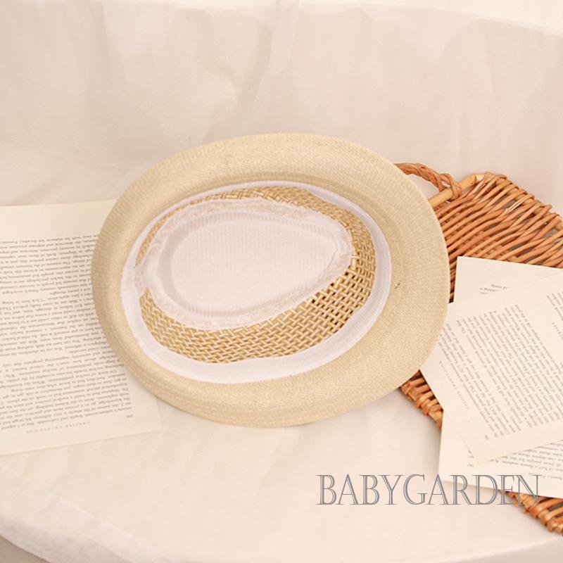 Mũ Cói Rộng Vành Chống Tia UV Phong Cách Vintage Dành Cho Bé 3-6 Tuổi