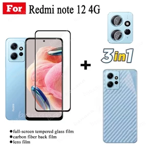 3in1 Redmi Note 12 4G Kính Cường Lực Full Cover Phim Cho Redmi Note 12 5G 12 PRO 5G Bảo Vệ Màn Hình Ống Kính Máy Ảnh Kính