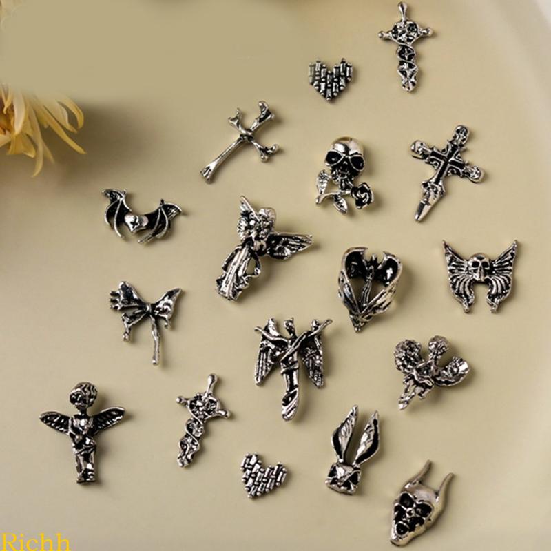 Punk Skeleton Nail Art Charms Skull Tips Decoration Rhinestones Nail Accessory