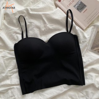 Áo Croptop Sát Nách Màu Trơn Lưng Cao Co Giãn Thời Trang Mùa Hè Cho Nữ