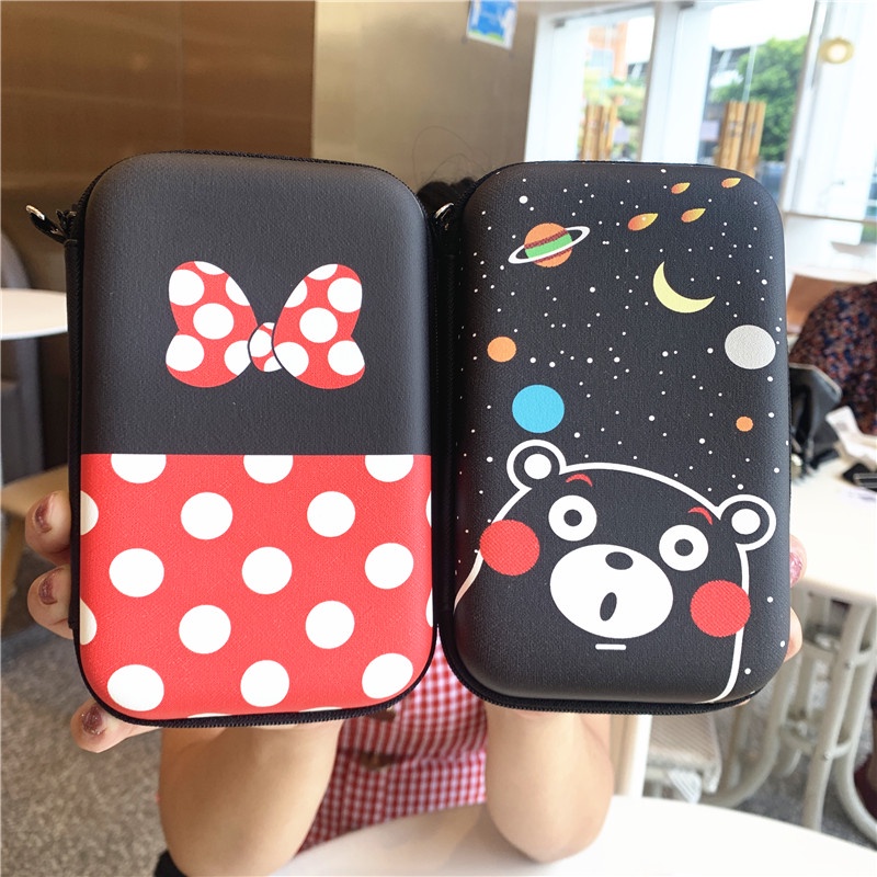 Hộp Đựng Dây Cáp Sạc / Tai Nghe Bằng Da PU Họa Tiết Hoạt Hình Winnie the Pooh Dễ Thương Tiện Dụng