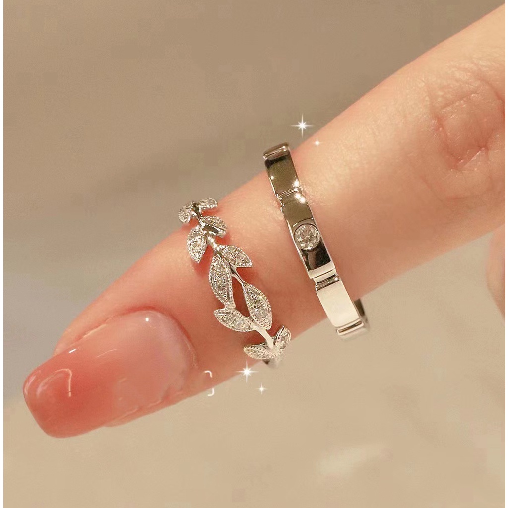 Nhẫn Cặp Mạ Bạc 925 Đính Kim Cương Nhân Tạo Lãng Mạn Thích Hợp Làm Quà Valentine / Cặp Đôi