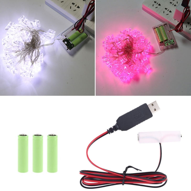 Ann AA Bộ chuyển đổi pin giả có thể tháo rời Thay thế dây cáp nguồn USB