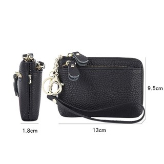 AllGIFT Ví ALLGIFT, Nhiều Khe Cắm Thẻ Ví Dây Kéo Màu Trơn, Da Bò Nhỏ Đa Chức Năng Móc Khóa Ví Nữ