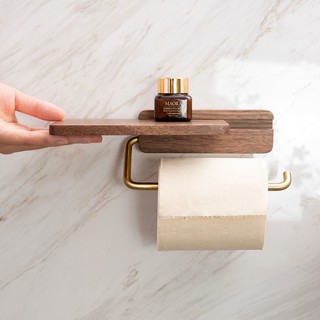 MANDY HOME  Giá Đỡ Cuộn Giấy Vệ Sinh Gắn Tường Bằng Gỗ Kèm Hộp Đựng Điện Thoại Di Động Tiện Lợi