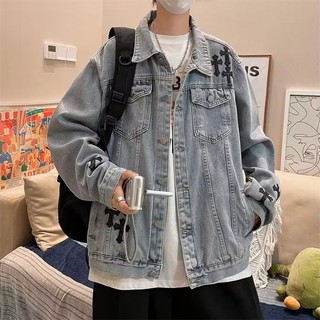 Áo khoác denim ESEA tay dài dáng rộng phong cách retro Harajuku thời trang Nhật Bản thường ngày cho nam và nữ