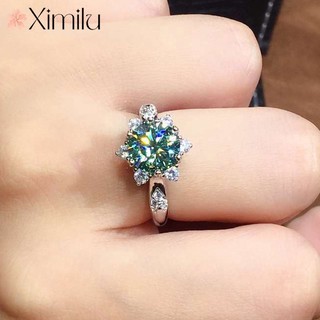 ⭐ Original full diamond blue green zircon moissanite diamond silver ring nữ trang sức hot-bán sang trọng