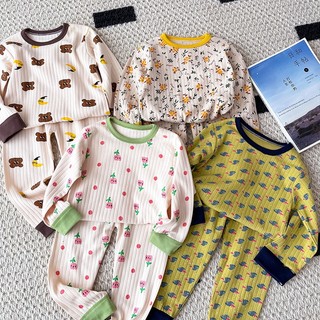 Hàng Mới Về 0-15Years Cao Cấp Trẻ Em 100% Cotton Nguyên Chất Bộ Đồ Ngủ Hoạt Hình Jacquard Giữ Ấm Đồ Ngủ