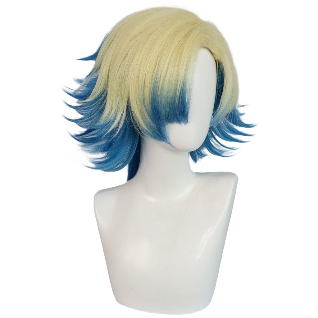 Yt2 Blue Lock Michael Kaiser tóc giả cosplay xanh be, tóc tổng hợp chịu nhiệt, chuyển đổi, lông tơ