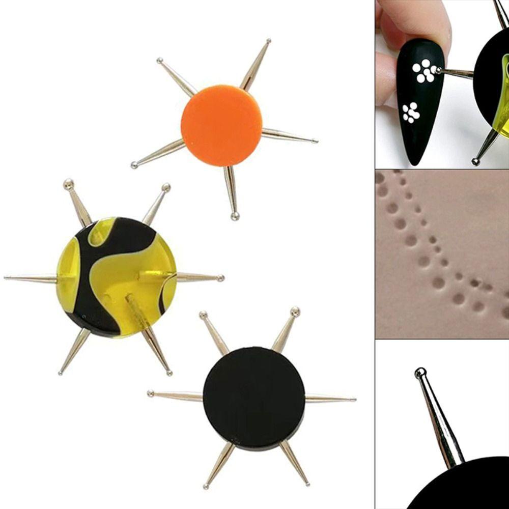 JIGK Nail Art Chấm Dụng Cụ Đĩa 6 Đầu Nail Point Khoan Bút Chấm Tranh