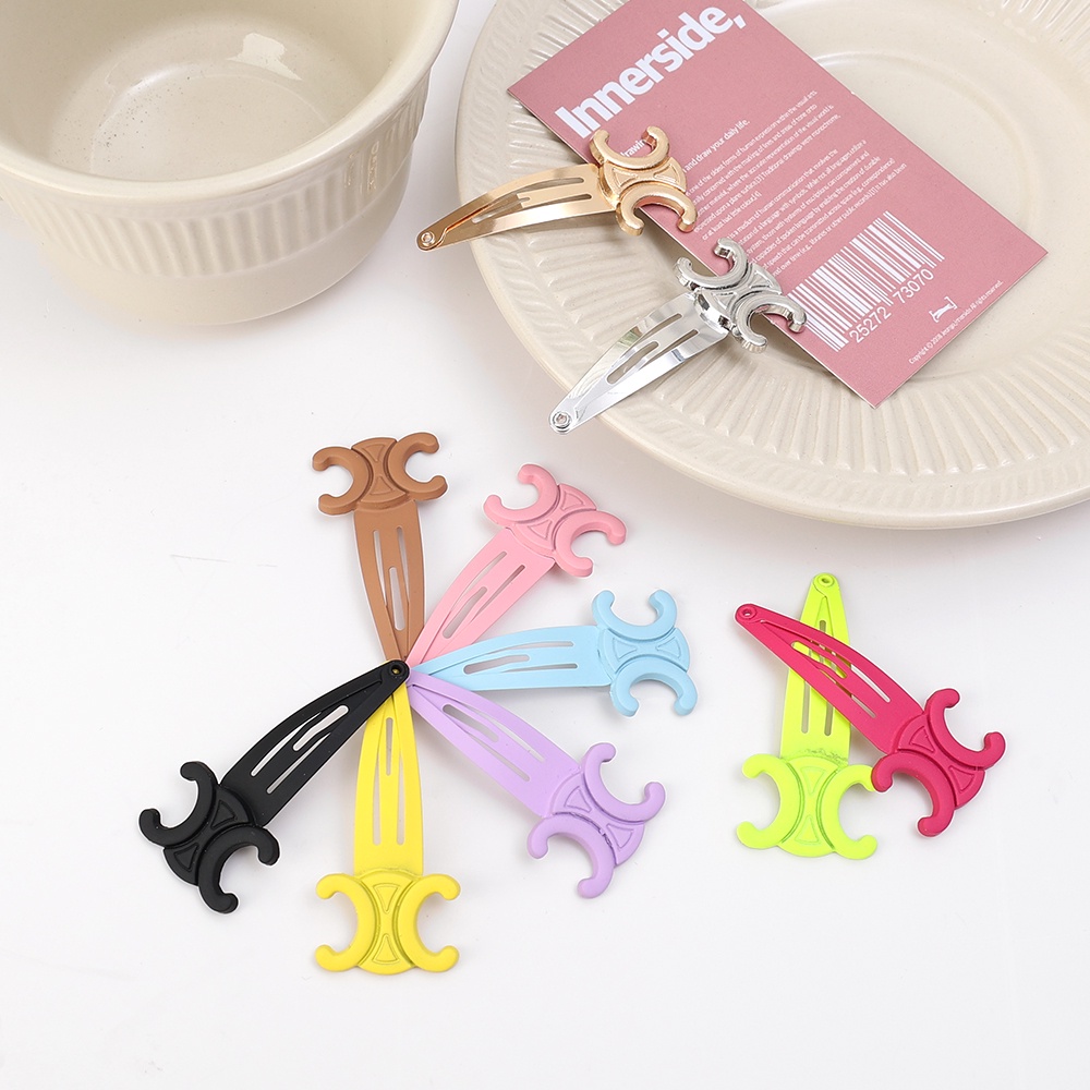 Kẹp Tóc BB / Kẹp Tóc Mái Bằng Kim Loại Màu Macaron Cỡ Lớn Phong Cách Âu Mỹ Cổ Điển Thời Trang Cho Nữ