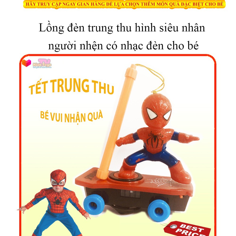 Đồ chơi lồng đèn trung thu siêu nhân người nhện lướt ván có nhạc đèn cho bé