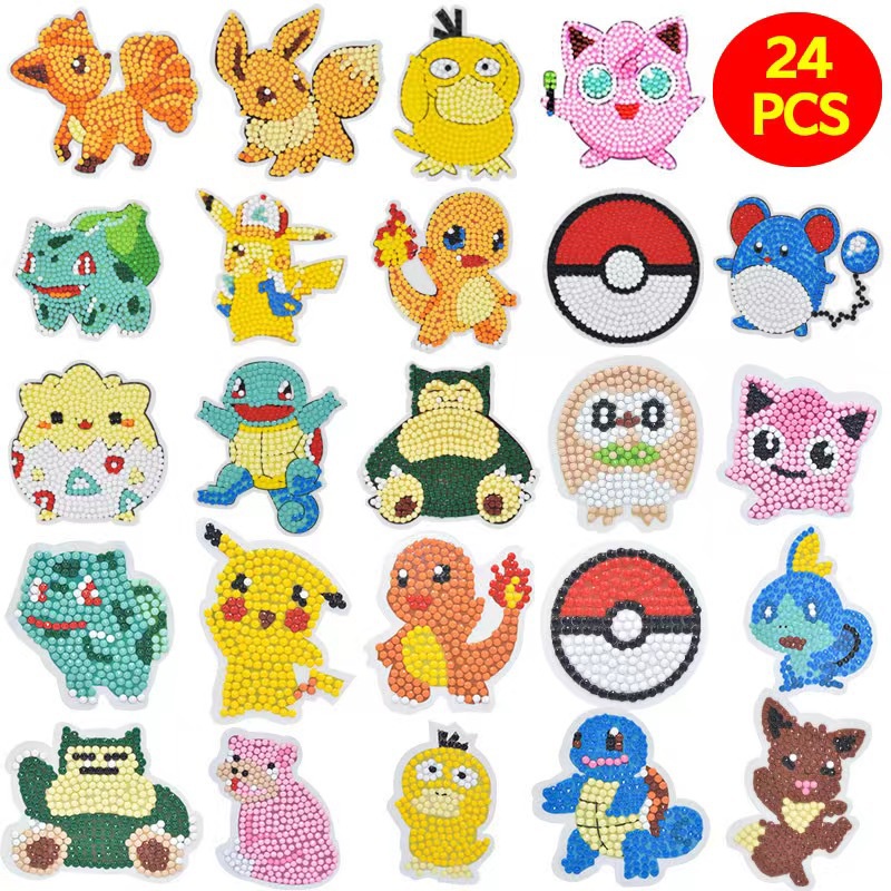HK1 Pokemon Pikachu Squirtle DIY 5D Hạt Sơn handmade Hoạt Hình Tranh Gắn Đá Bộ Miếng Dán Cho Trẻ Em Giáo Dục KH1