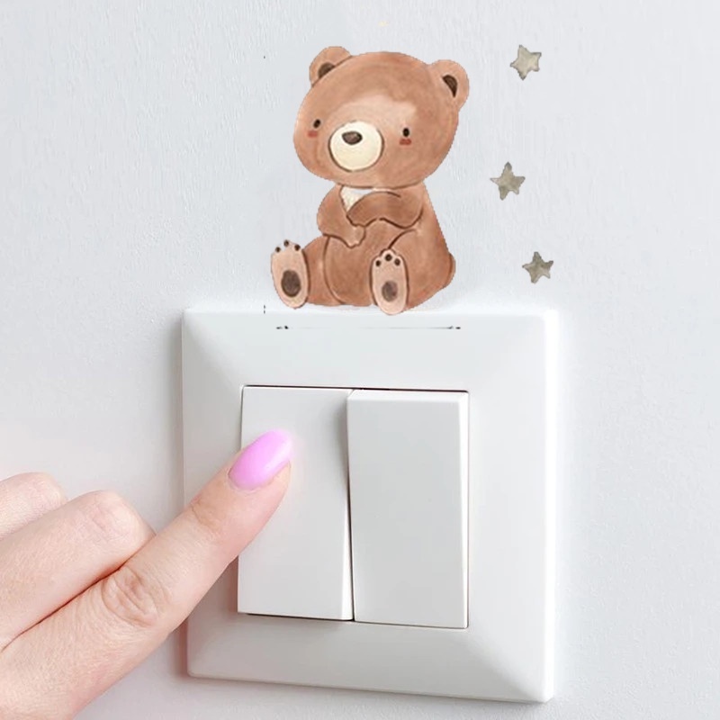 Miếng Dán Ổ Cắm Điện Bằng PVC Chống Nước Chống Bụi Họa Tiết Động Vật Dễ Tháo Rời