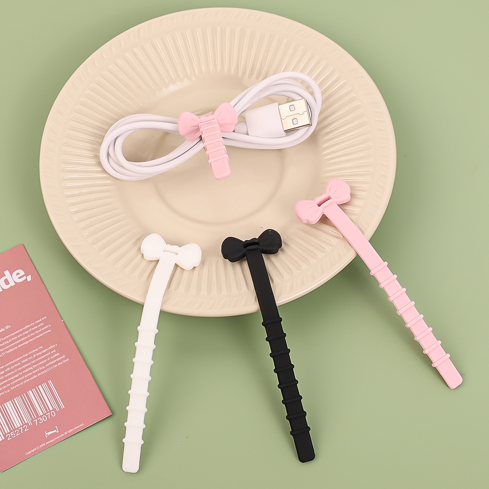 Set 1 / 5 Kẹp Cố Định Dây Cáp Bằng Silicon Hình Nơ Dễ Thương Gọn Gàng Sắp Xếp Gọn Gàng Sắp Xếp Gọn Gàng