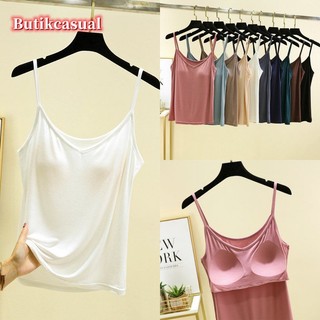 Phụ Nữ Ngực Miếng Lót Cổ Chữ V Camisole modal cotton Trơn Camisoles 2025 Mùa Hè Mỏng Áo Thường Ngày