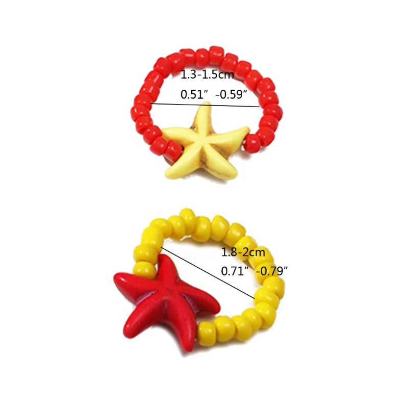 Wellb Sao Biển Đính Hạt Hạt Hạt Có Thể Xếp Chồng Nhẫn Nhiều Màu Sắc Handmade Bện-String Nhẫn Boho Bãi Biển Trang Sức Mùa Hè