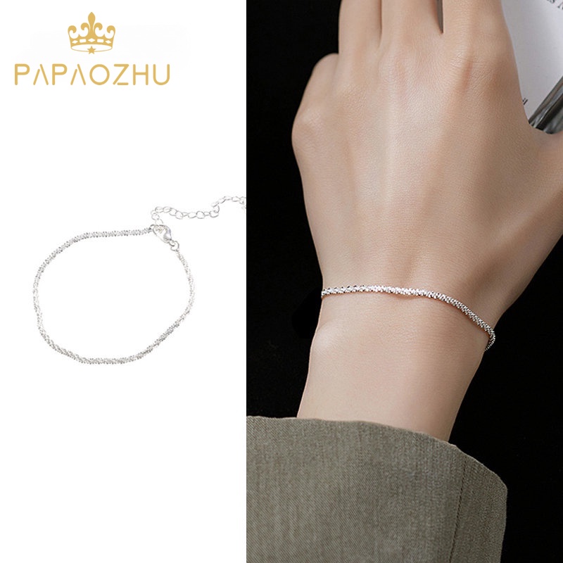 PAPAOZHU Vòng Tay Bạc s925 Đính Kim Sa Lấp Lánh Thời Trang Cho Nữ