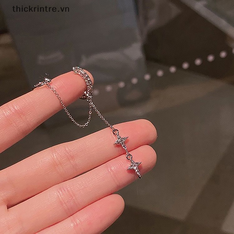 Khuyên Kẹp Vành Tai Không Xỏ Lỗ Đính Đá Pha Lê Lấp Lánh Thời Trang Cho Nữ