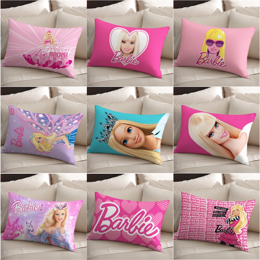 Vỏ Gối Chữ Nhật Polyester Một Mặt In Chữ Barbie Màu Hồng Thích Hợp Làm Quà Tặng Cho Bạn Gái (Không Có Lõi)
