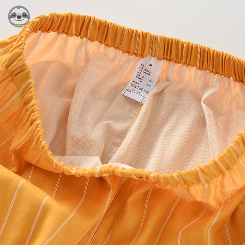 Bộ Đồ Ngủ Pijama Hai Lớp / Quần Dài Bằng Vải cotton Kẻ Sọc Dọc Phong Cách muji Nhật Bản Dành Cho Cặp Đôi / Nam Nữ