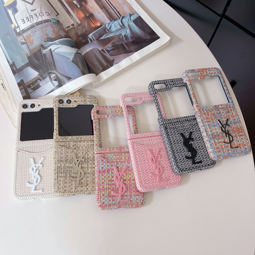 Thiết kế họa tiết dệt sang trọng Vỏ điện thoại gấp cho Samsung Galaxy Z Flip 5 Z Flip 4 5G Vỏ cho Z Flip 3 Xu hướng Phong cách thiết kế đơn giản Vỏ bảo hiểm toàn diện