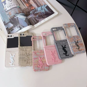 Thiết kế họa tiết dệt sang trọng Vỏ điện thoại gấp cho Samsung Galaxy Z Flip 5 Z Flip 4 5G Vỏ cho Z Flip 3 Xu hướng Phong cách thiết kế đơn giản Vỏ bảo hiểm toàn diện