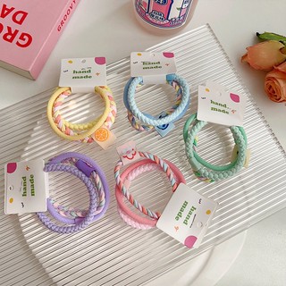 MEOWU Set 2-3 Thun Cột Tóc Màu Hồng Màu Tím Phong Cách Hàn Quốc Cho Nữ