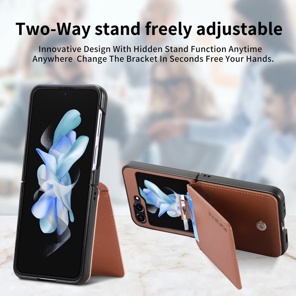 Ốp Điện Thoại Vòng Da Từ Tính Cho Samsung Galaxy Z Flip 5 4 6 Flip5 Flip4 Flip6 5G Ví Có Giá Đỡ Thẻ Hỗ Trợ