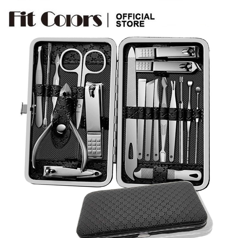 Bộ dụng cụ cắt móng tay FIT COLORS 19 món bằng thép không gỉ chuyên nghiệp chất lượng cao dùng cho du lịch