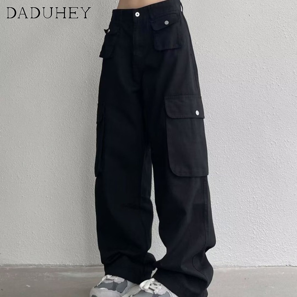 Ảnh DaDuHey New American Ins High Street Multi-pocket Overalls Niche High Waist Wide Leg Pants Large Size Trousers 3