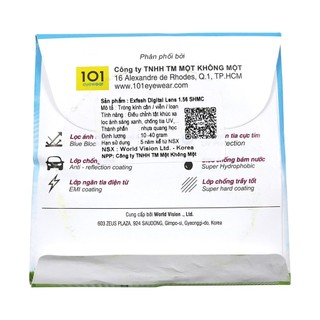 Tròng kính ngăn ánh sáng xanh Exfash Hàn Quốc 1.56