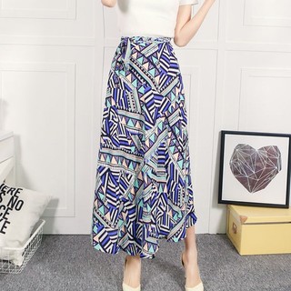 Ykmart Chân Váy Maxi Nhiều Cách Mặc Đi Biển Màu Xanh Dương In Họa Tiết Không Đều Cho Nữ