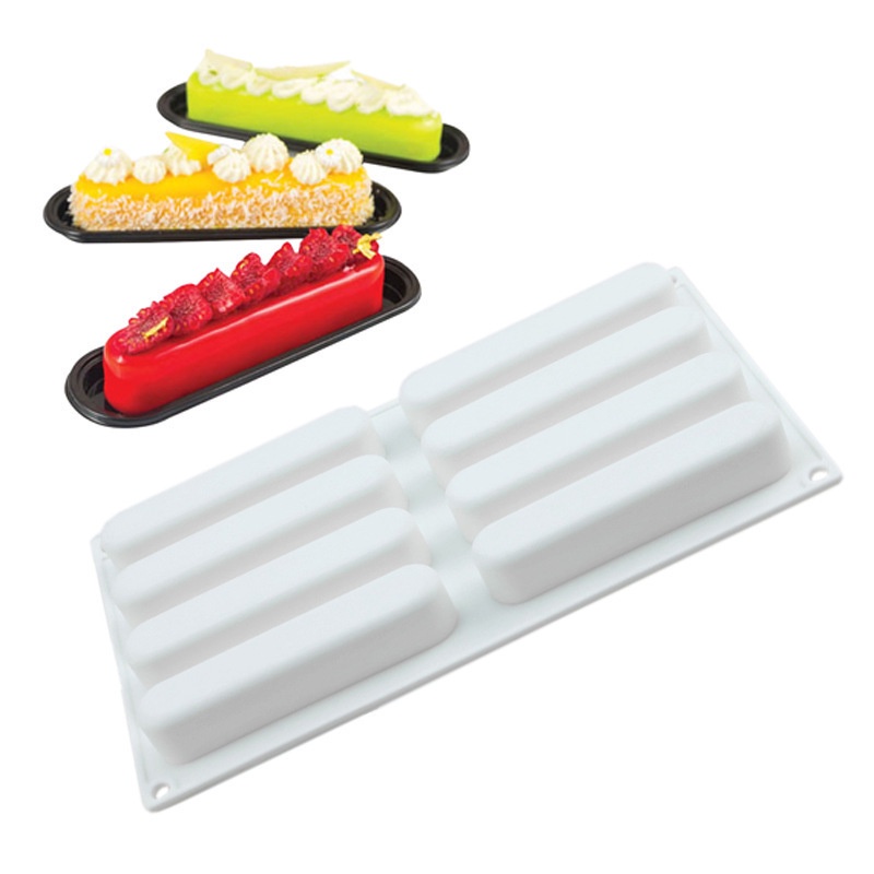 Khuôn Silicone 8 Ngăn Làm Xúc Xích / Bánh Mousse / Socola Hình Ngón Tay Dài DIY